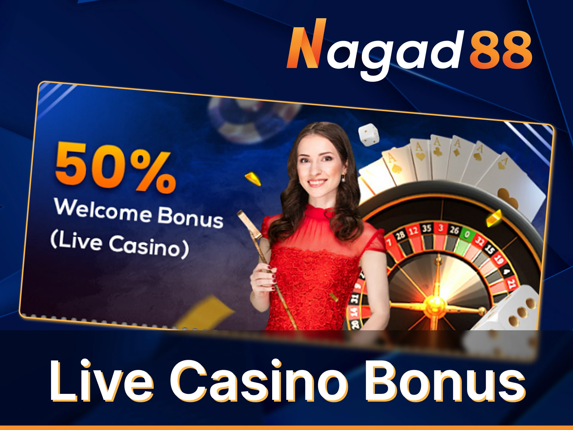 Get a special and profitable welcome live casino bonus Nagad88.