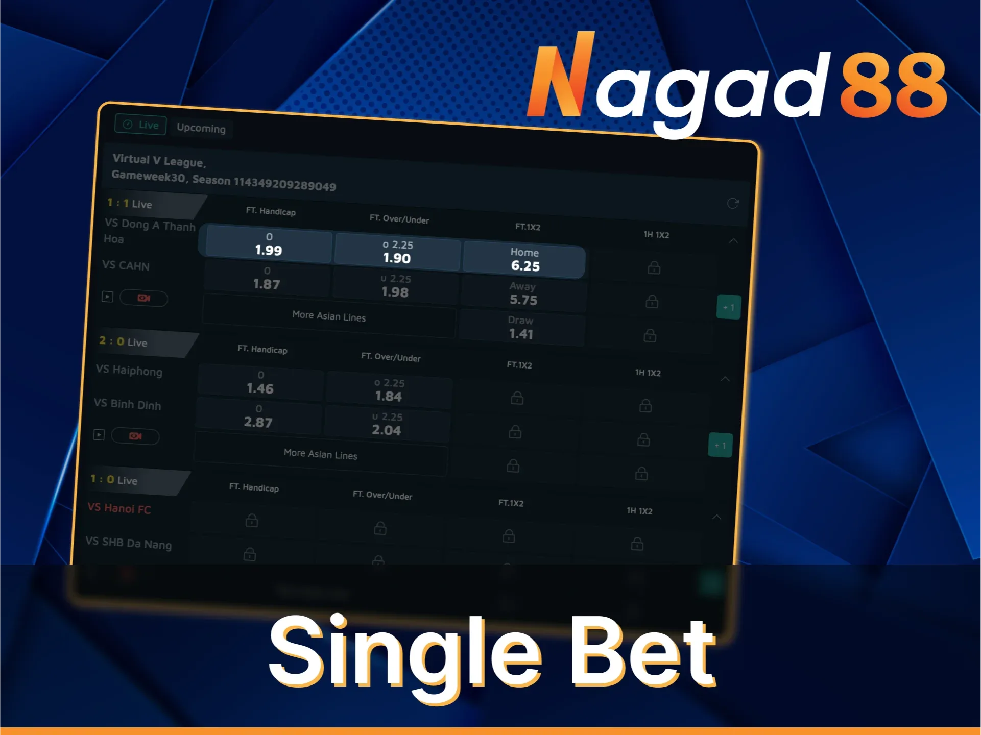 Place single bets on matches with Nagad88.