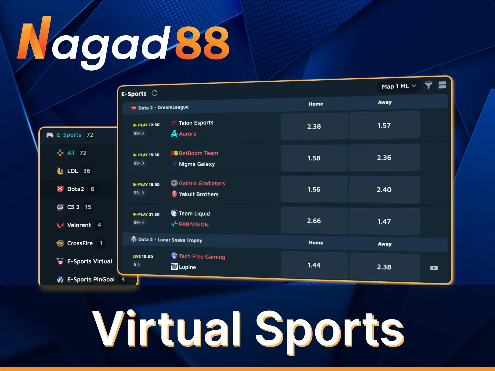 In Nagad88, you can bet on virtual sports as well.