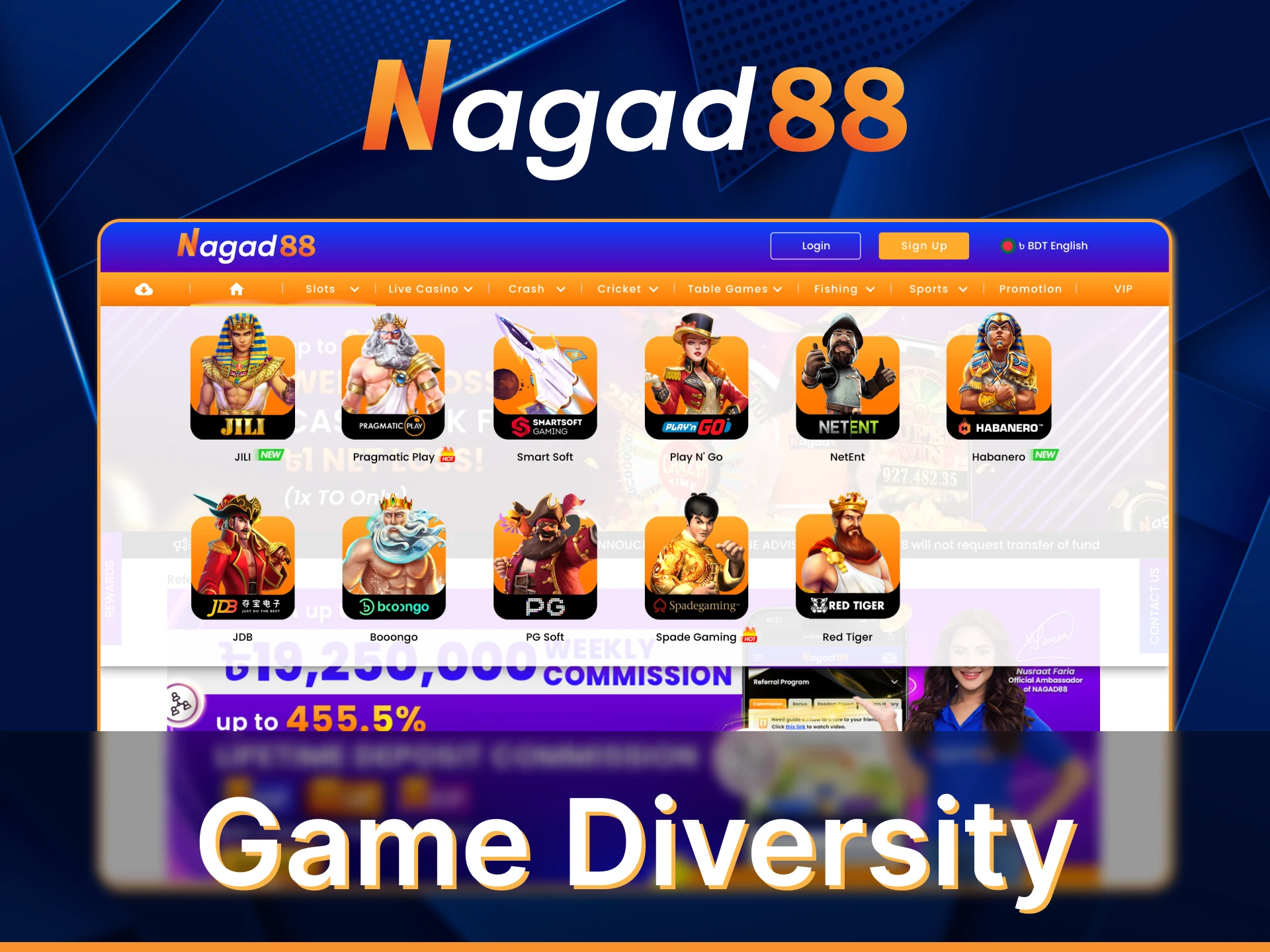 Nagad88 offers a great diversity of gaming.